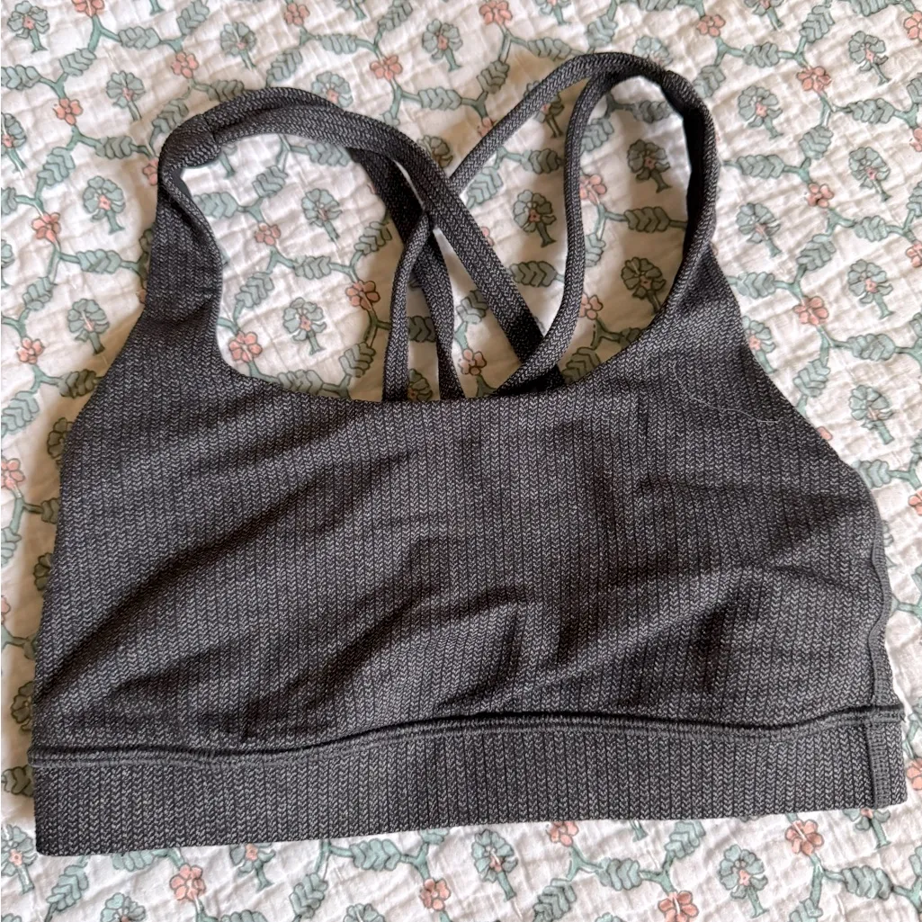 LULULEMON Herringbone Sports Athletic Bra in Grey Black 2 - Image 2