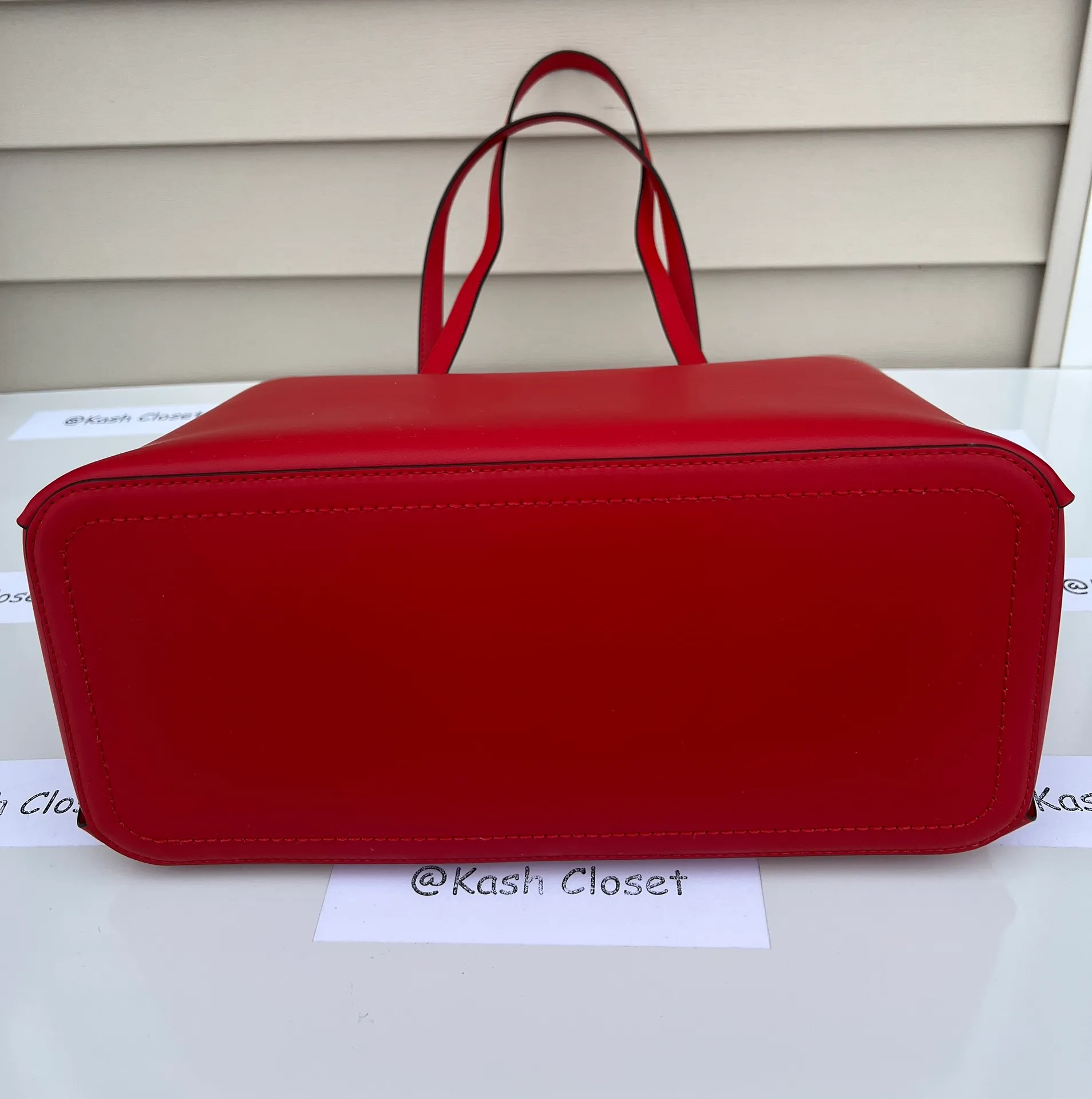 MK Manhattan Large Leather Tote - Flame - Image 8