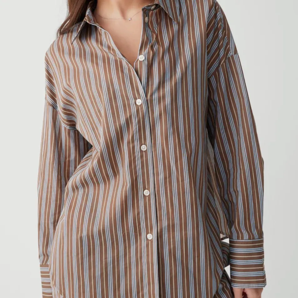 Frankie’s Bikinis Griffin Striped Button Up Shirt Ocean Stone - Image 3