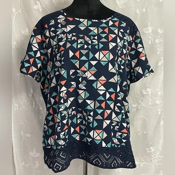 Women’s Van Heusen Navy Coral Turquoise Blouse Shirt Top Sz XXL NWOT - Image 2