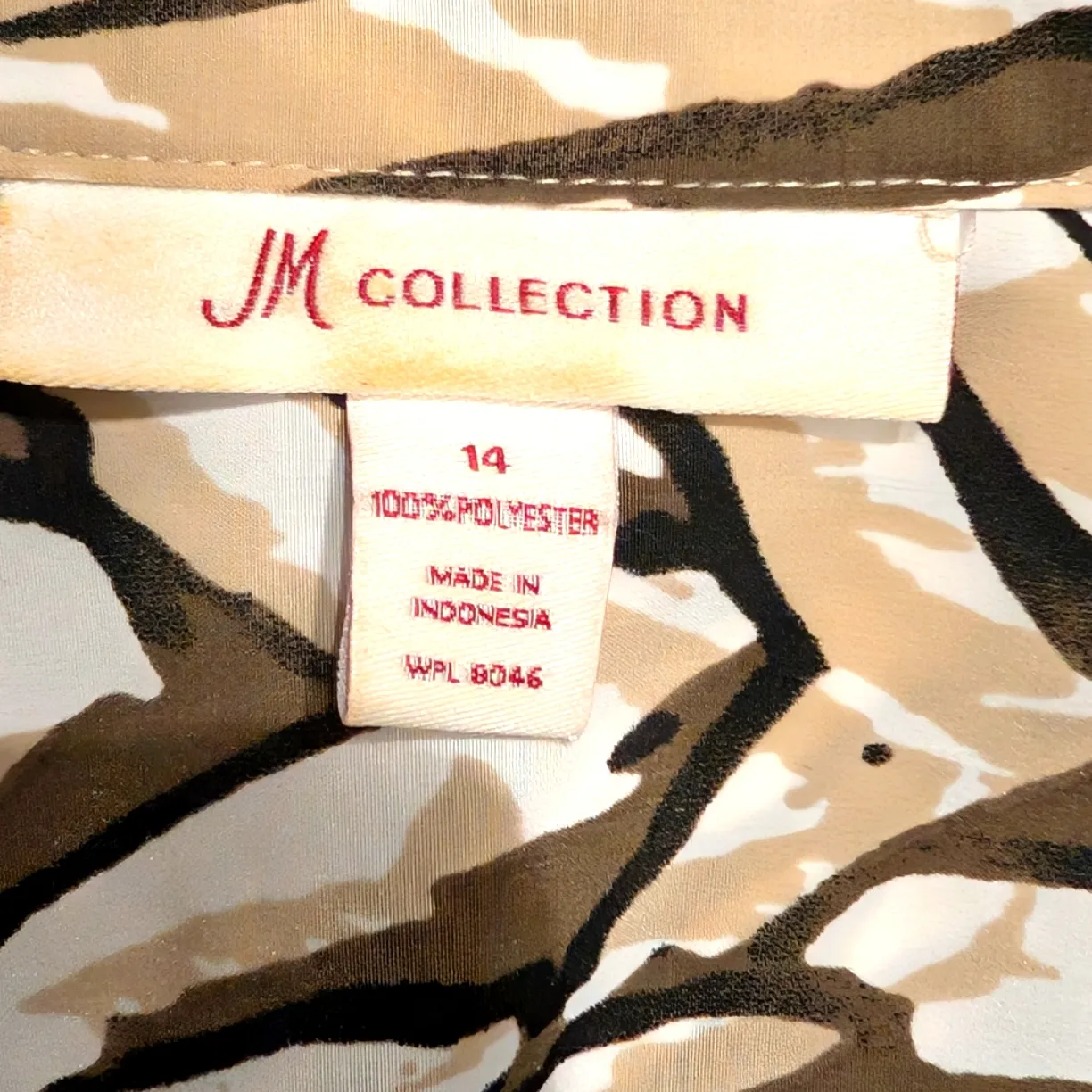 JM Collection Plus 14 Zebra Print Tunic Top Shirt Button down Brown Animal - Image 3