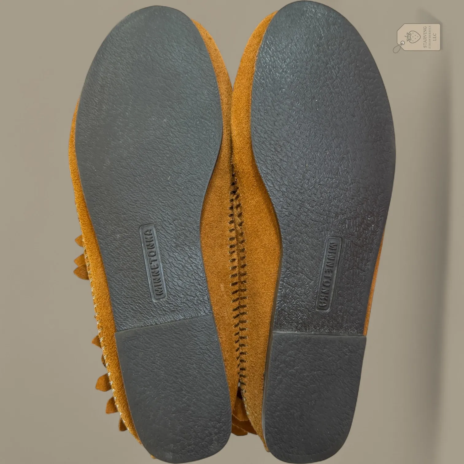 Minnetonka 682 Classic Brown Suede Fringe Lace Up Ankle Moccasin Boots Size 8 - Image 6