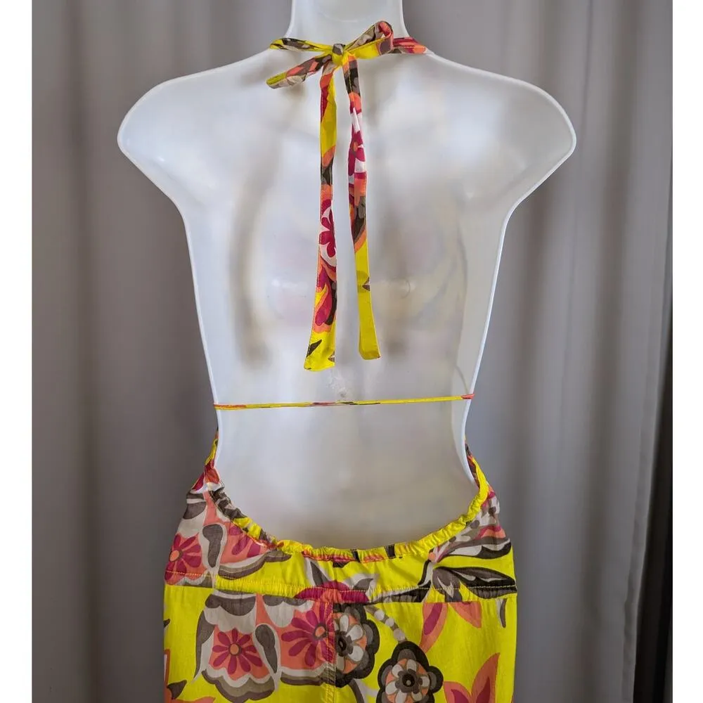 Myskova Floral Print Lightweight Jumpsuit Swim Coverup Yellow Size 1 - Image 7