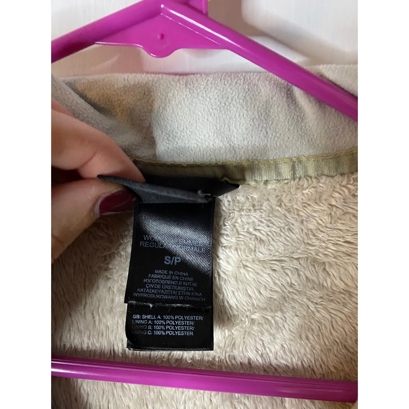 The North Face Fuzzy Fleece Jacket Cream Womens S P Full Zip Pockets - Image 2