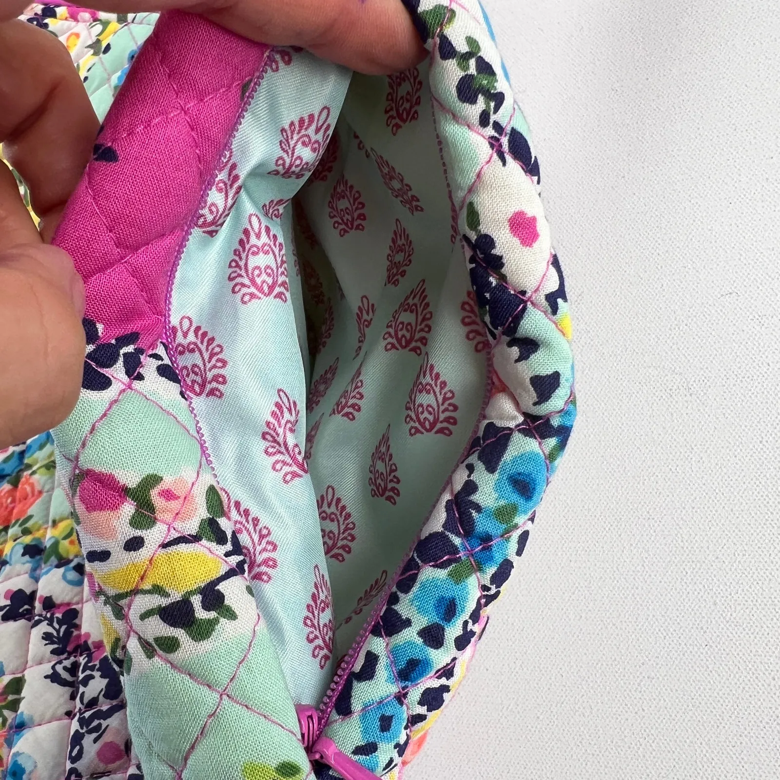 Vera Bradley Quilted Original Tote Bag Glenna Butterfly Paisley Pink Blue - Image 6