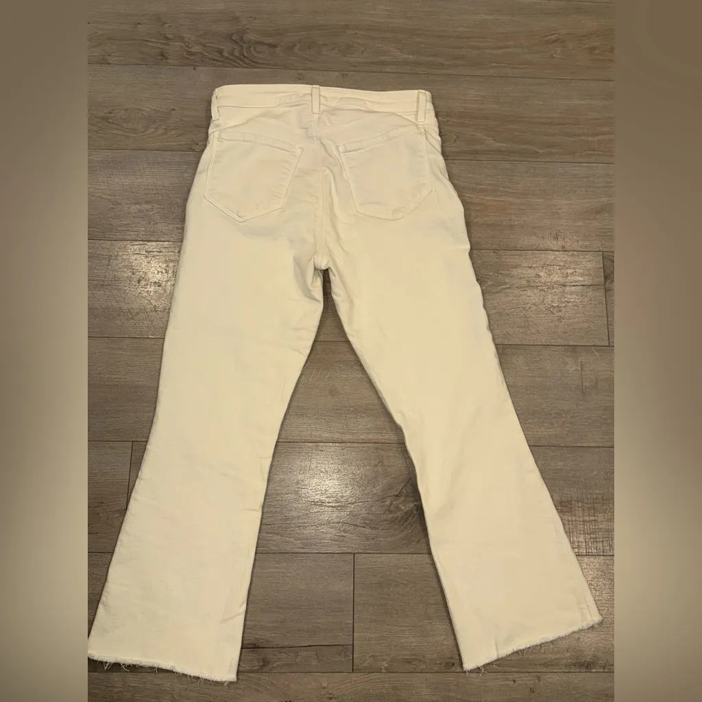 L'Agence Kendra High Rise Cropped Flare Jeans In Vintage White Sz 29 Raw‎ Hem - Image 6