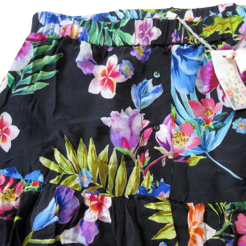 NWT Johnny Was Aruba Ophelia Maxi in Black Floral Tiered Skirt M $275 - Image 3
