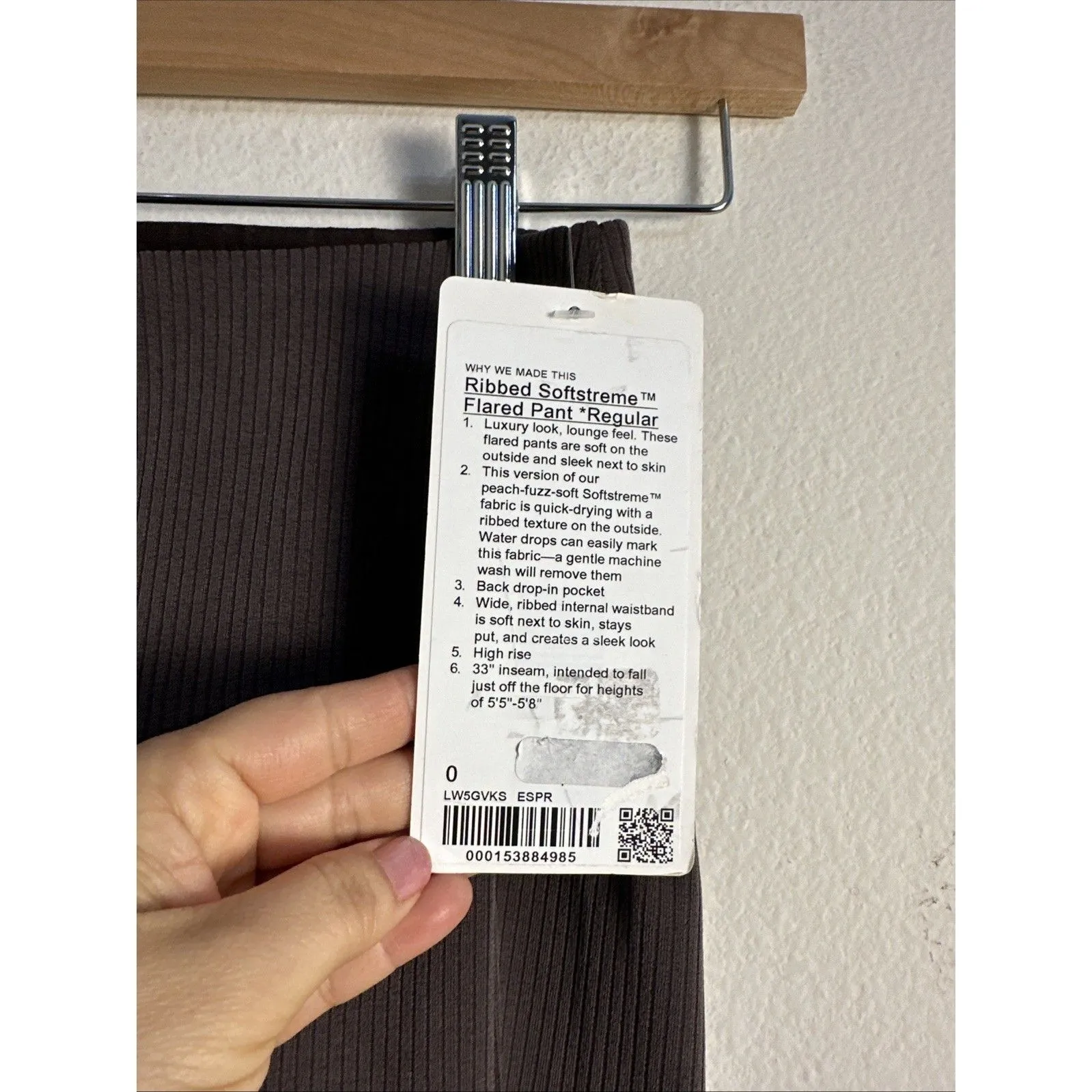 Lululemon Womens Ribbed Softstreme Flare Pant *Regular Size 0 Espresso Brown - Image 3