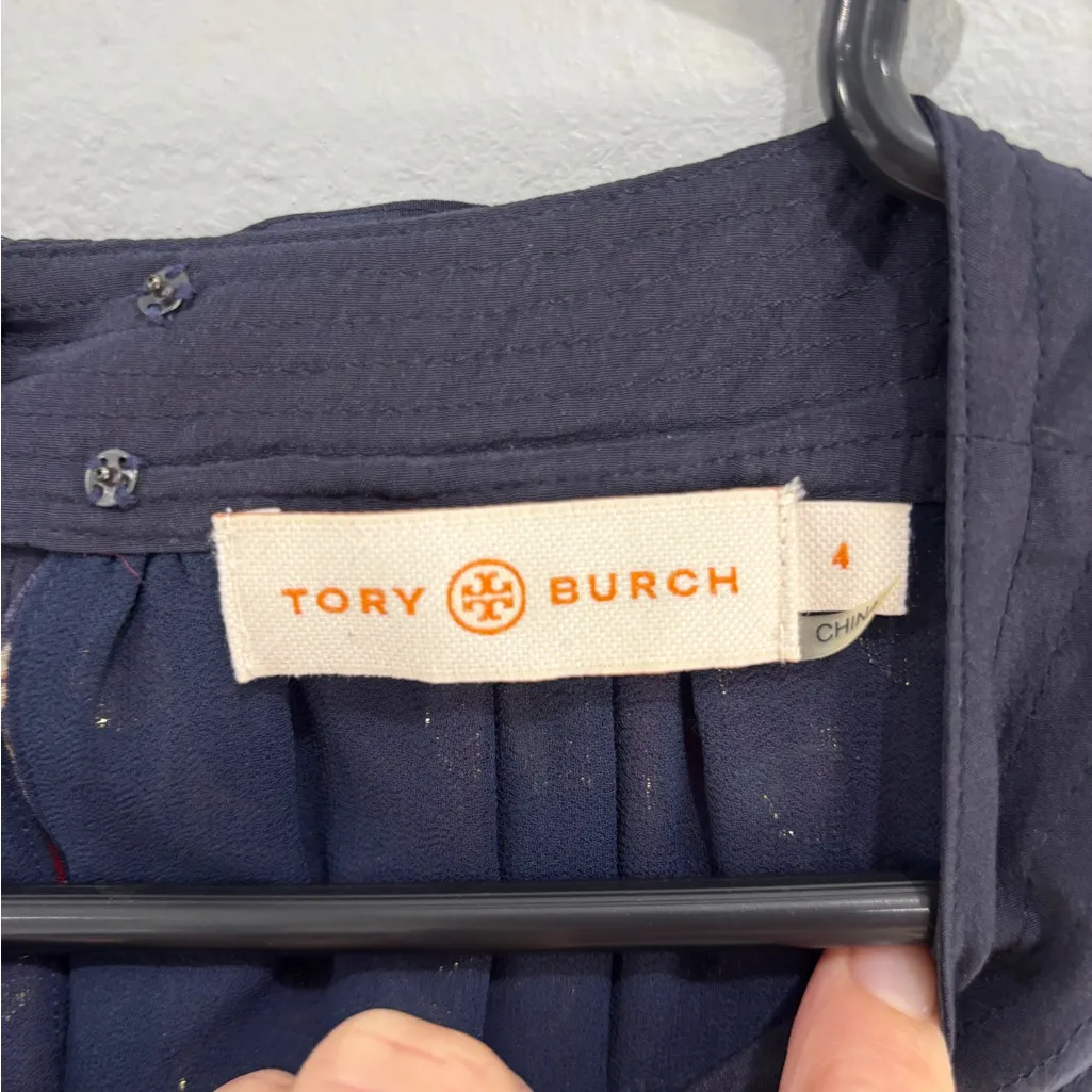 Tory Burch Silk Floral Gold Metallic Halter Top Blouse Size 4 Business casual - Image 5