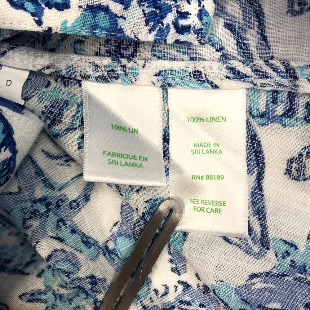 LILLY PULITZER Sea View Linen White Shell Shirt Women M Classic Versatile Resort - Image 10