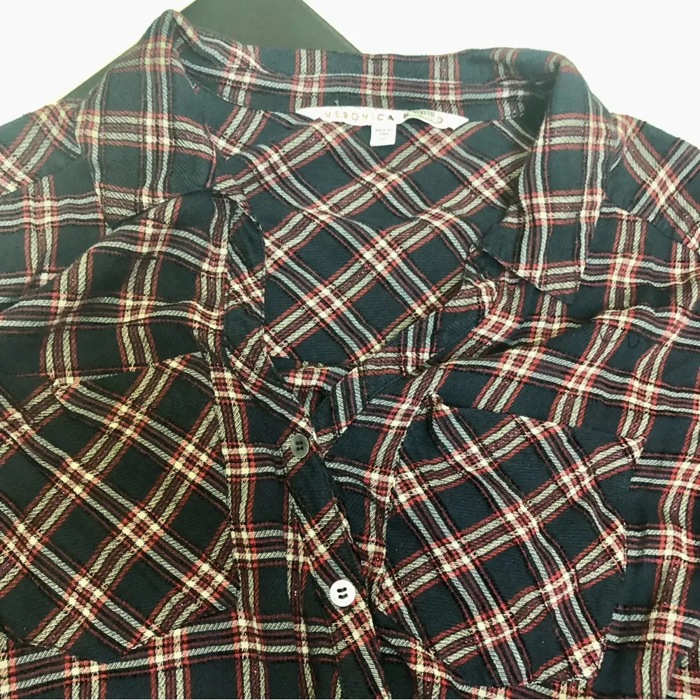 Veronica Beard Karen Shirt Dress Asymmetrical Front Zipper Plaid Ruched Preppy - Image 11