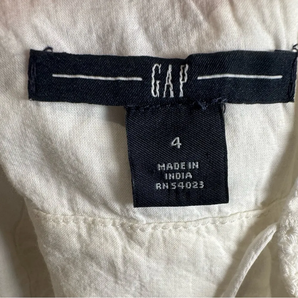 Y2K white tie straps eyelet lace empire waist cotton dress size 4 - Image 4