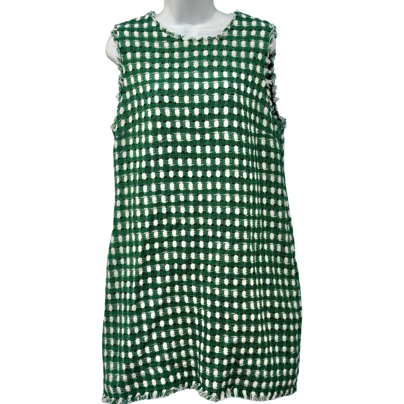 Linton for LK Bennett London Green White Tweed Sheath Sleeveless Dress Size 12 - Image 2