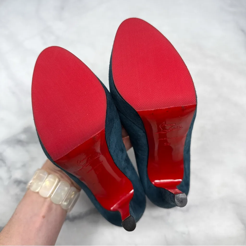 Christian Louboutin Bianca 140 Suede Veau Velours Platform Stiletto Pumps Heels - Image 7