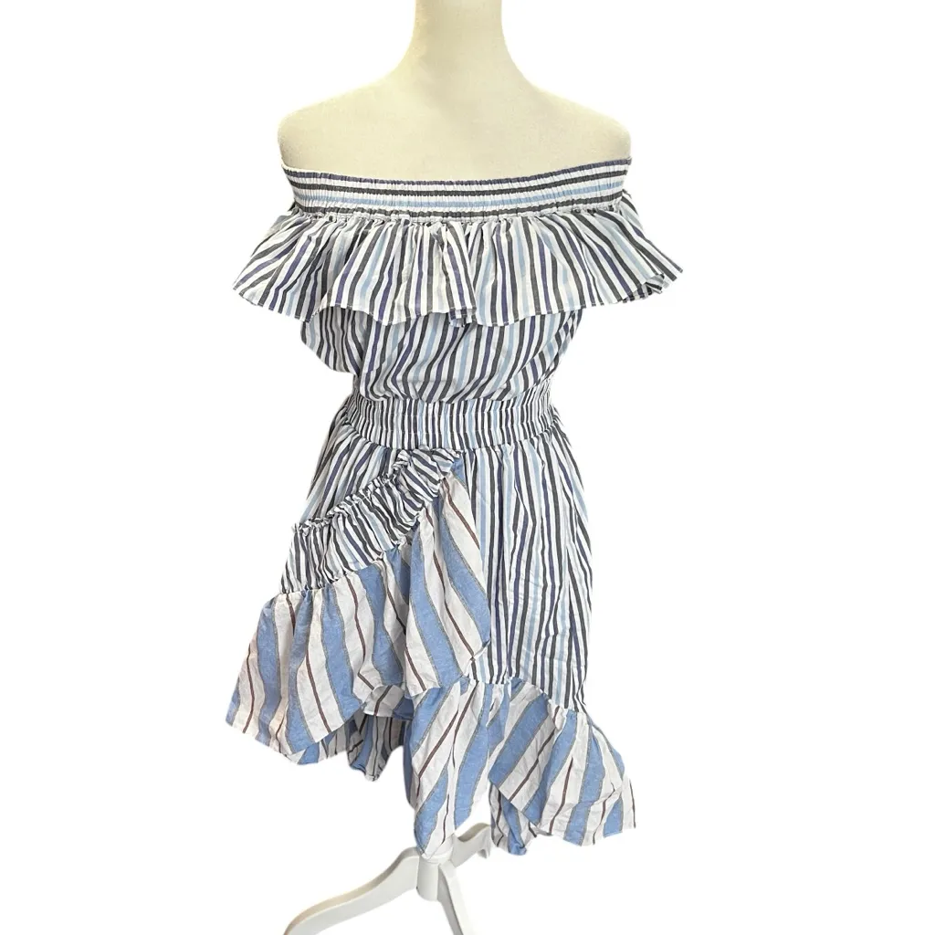 Misa Los Angeles Riley Striped Off Shoulder Ruffle Dress Anthropologie - Image 4