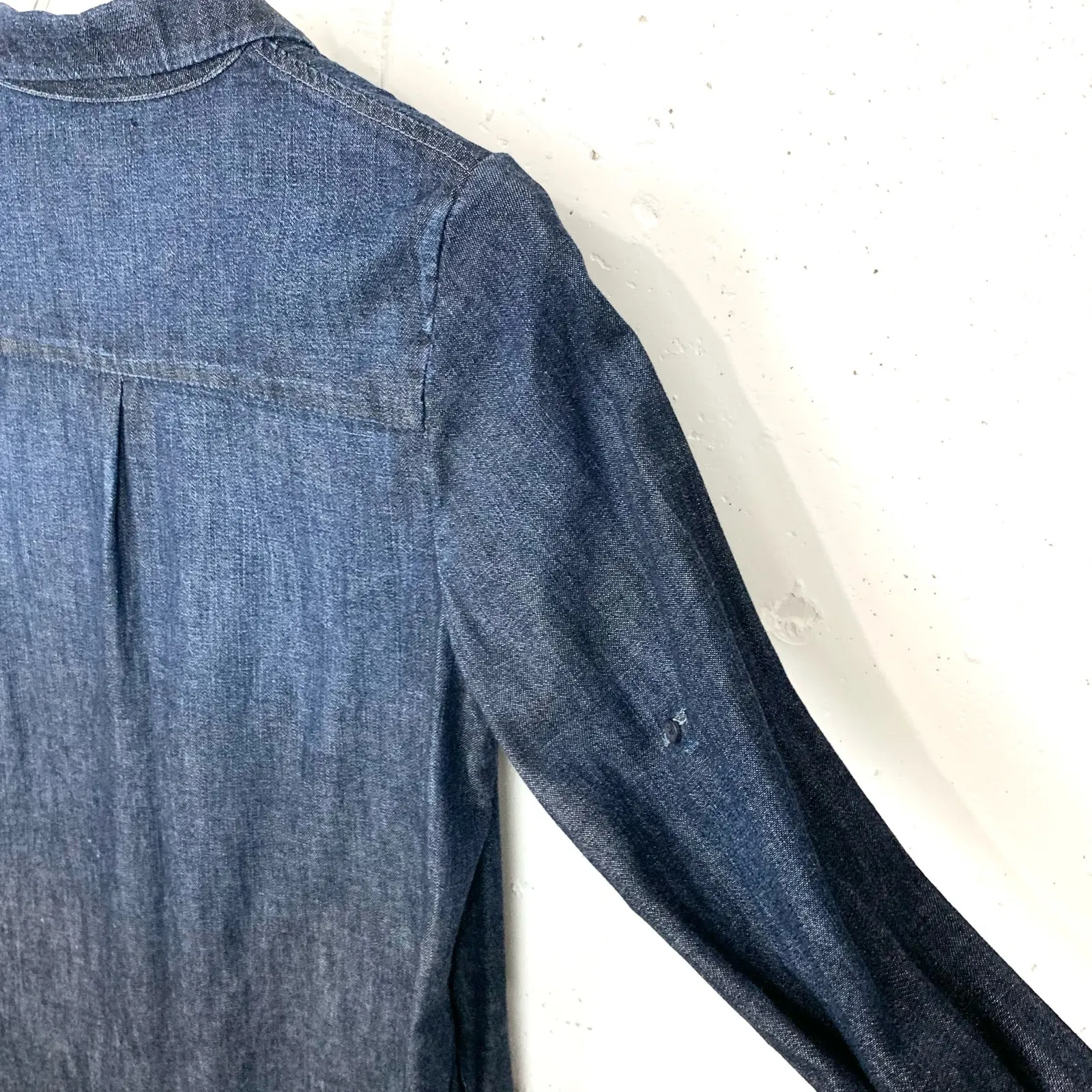 AG Adriano Goldschmied Womens Caden Denim Shirtdress Roll Tab Sleeve Blue Medium - Image 14