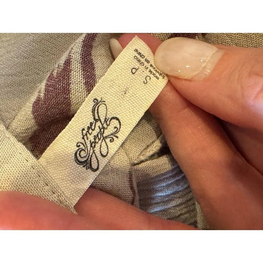 Free People Dress Women Small Gray Purple Floral Swing Flowy Key Hole Tunic Mini - Image 10