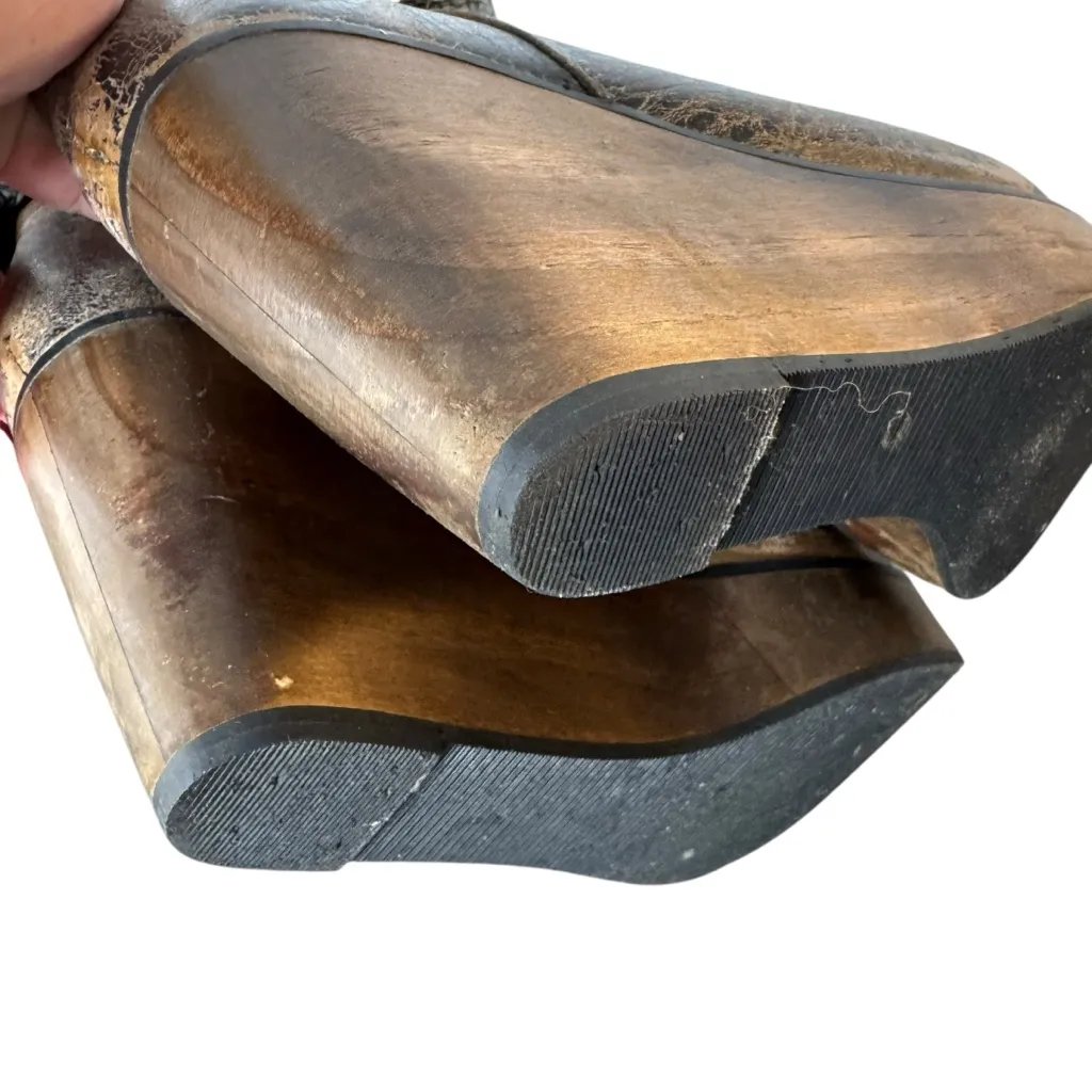 Bed Stu Bruges Distressed Knit Wedge Leather Bootie 6.5 - Image 10