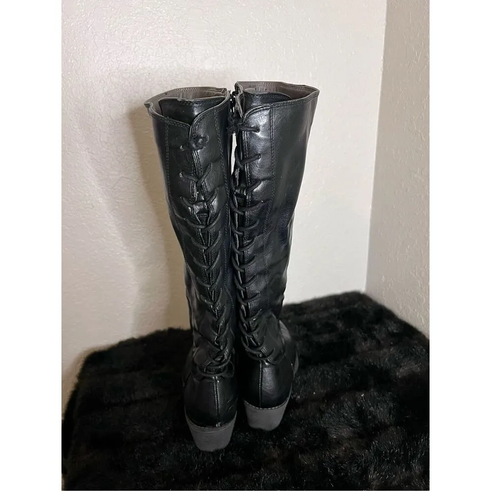 Bass black tall riding moto boots equestrian Tonya 8 - Image 2
