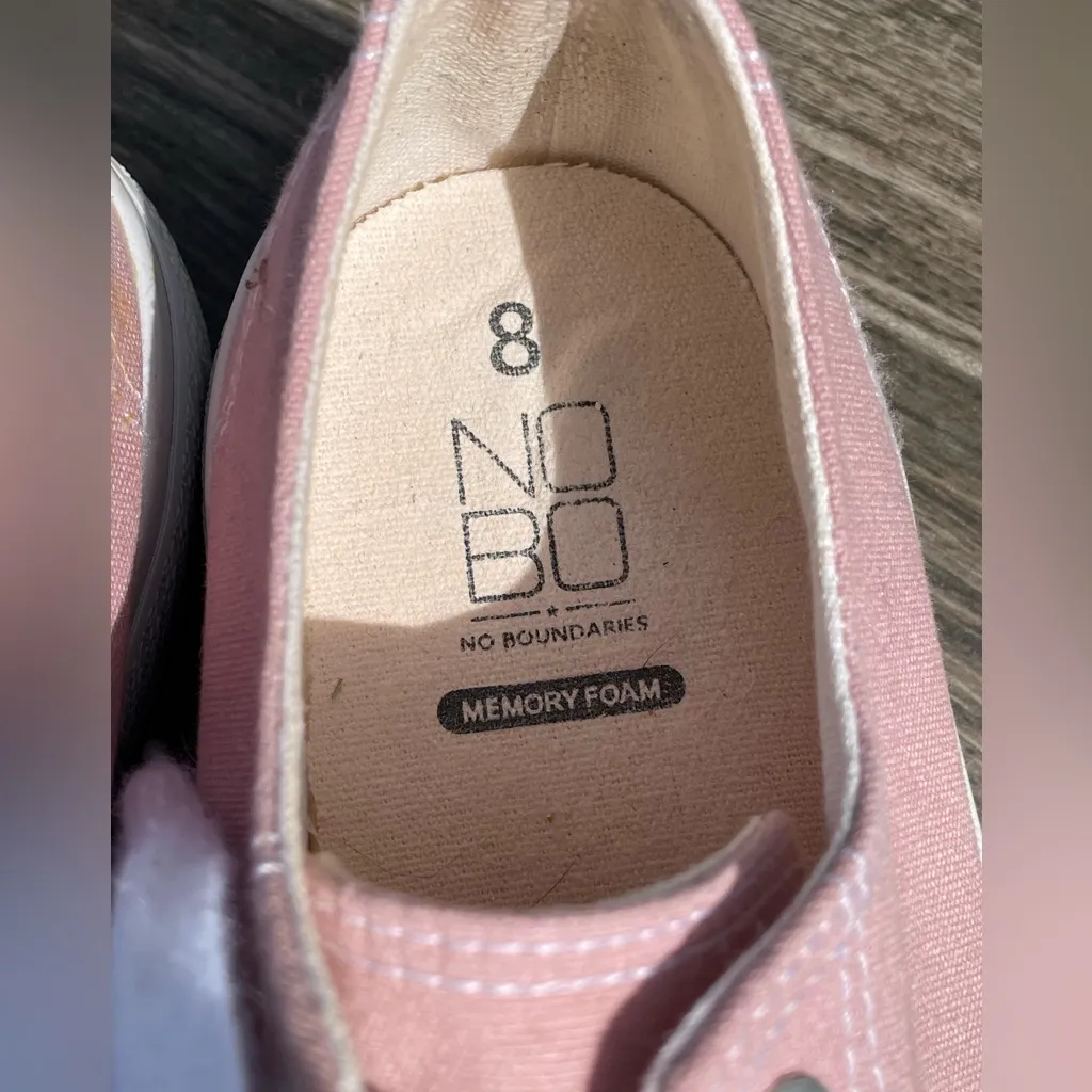 No Boundaries Pink and White Canvas Sneakers - Image 4
