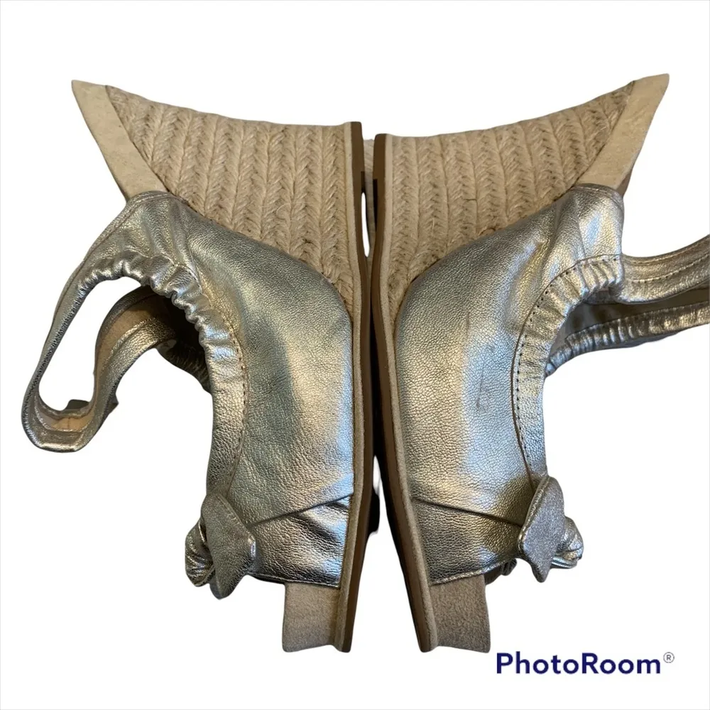 BP Gold Metallic Leather Espadrille Platform Slingback Wedge - Image 9