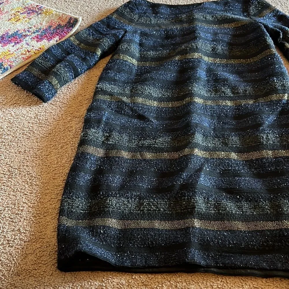 Zara blue textured sparkly dress small - Image 4