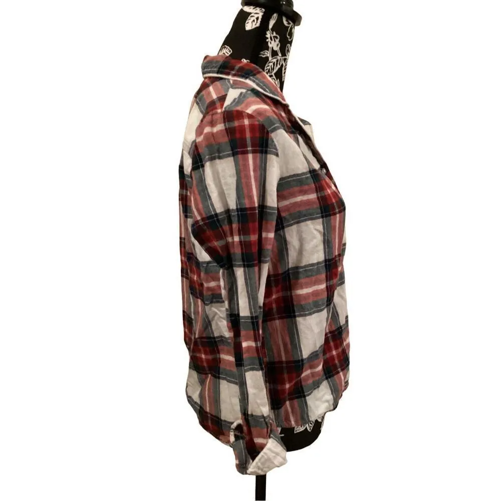 Stars Above Plaid Button Up Pajama Shirt Casual Flannel School Everyday - Image 4