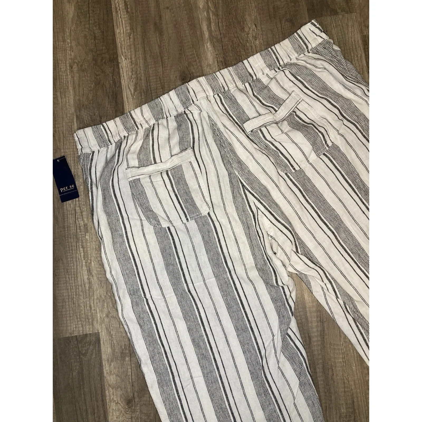 Per Se Womens 2X Linen Blend Flat Front Pants Wide Leg Cropped Coastal Resort - Image 7