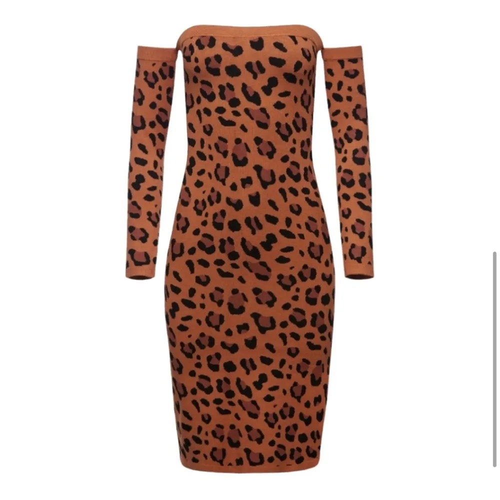 L’AGENCE Felicia Off‑Shoulder Leopard Sweater Dress – Size S NWT Midi Knit - Image 2