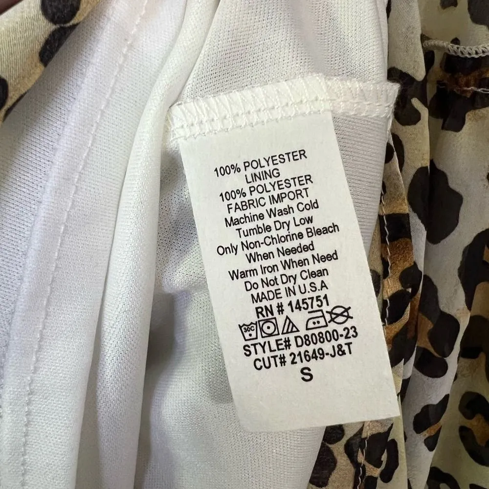 NWT Altar'd State Leopard Print Long Sleeve Flowy Tiered Mini Dress Size S - Image 12