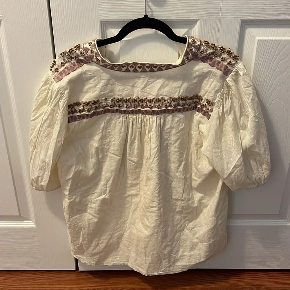 Anthropologie Forever That Girl Embroidered Boho Peasant Top - Image 3