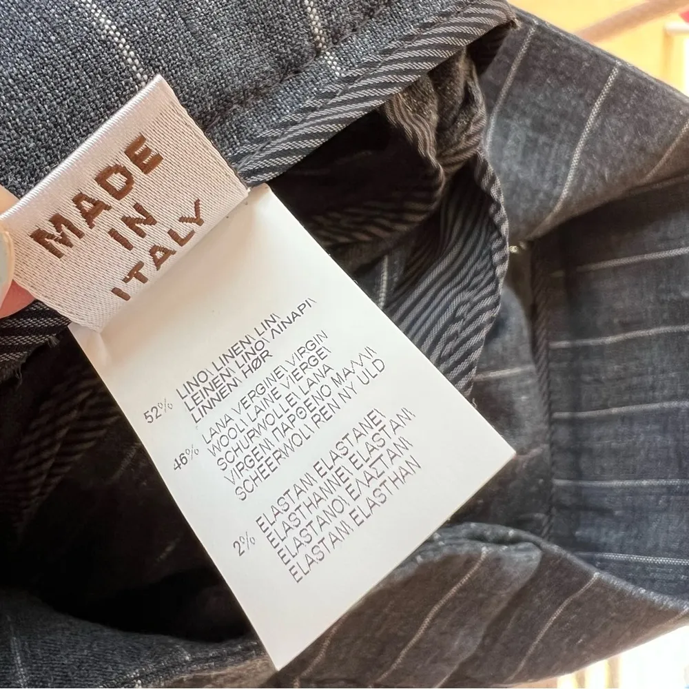 BRUNELLO CUCINELLI mid grey pinstripe linen/wool pants - Image 7