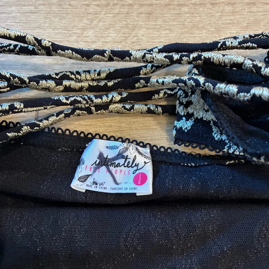 Intimately Free People Black Gold Lace Slip Dress Sleeveless Size L Size L - Image 5