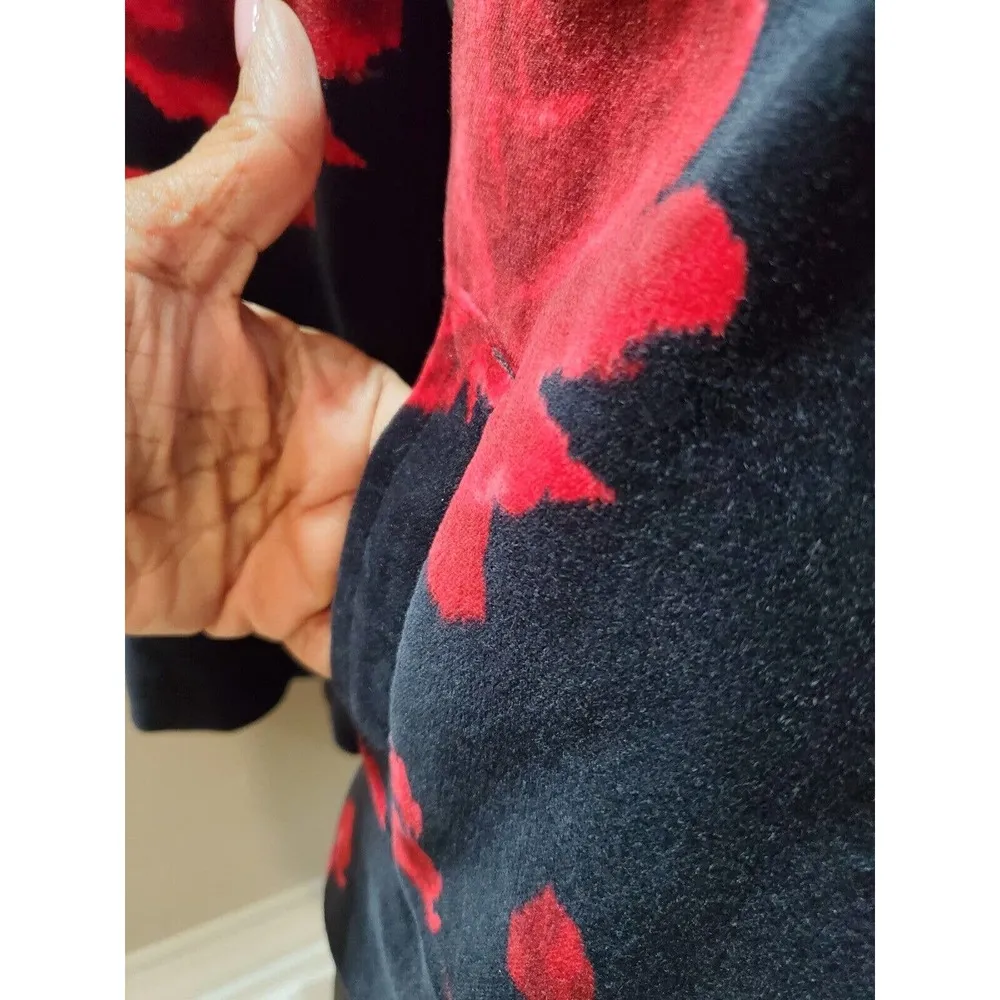 Talbots Women's Black Floral 100% Cotton Long Sleeve Collared Casual Jacket 4P - Image 4