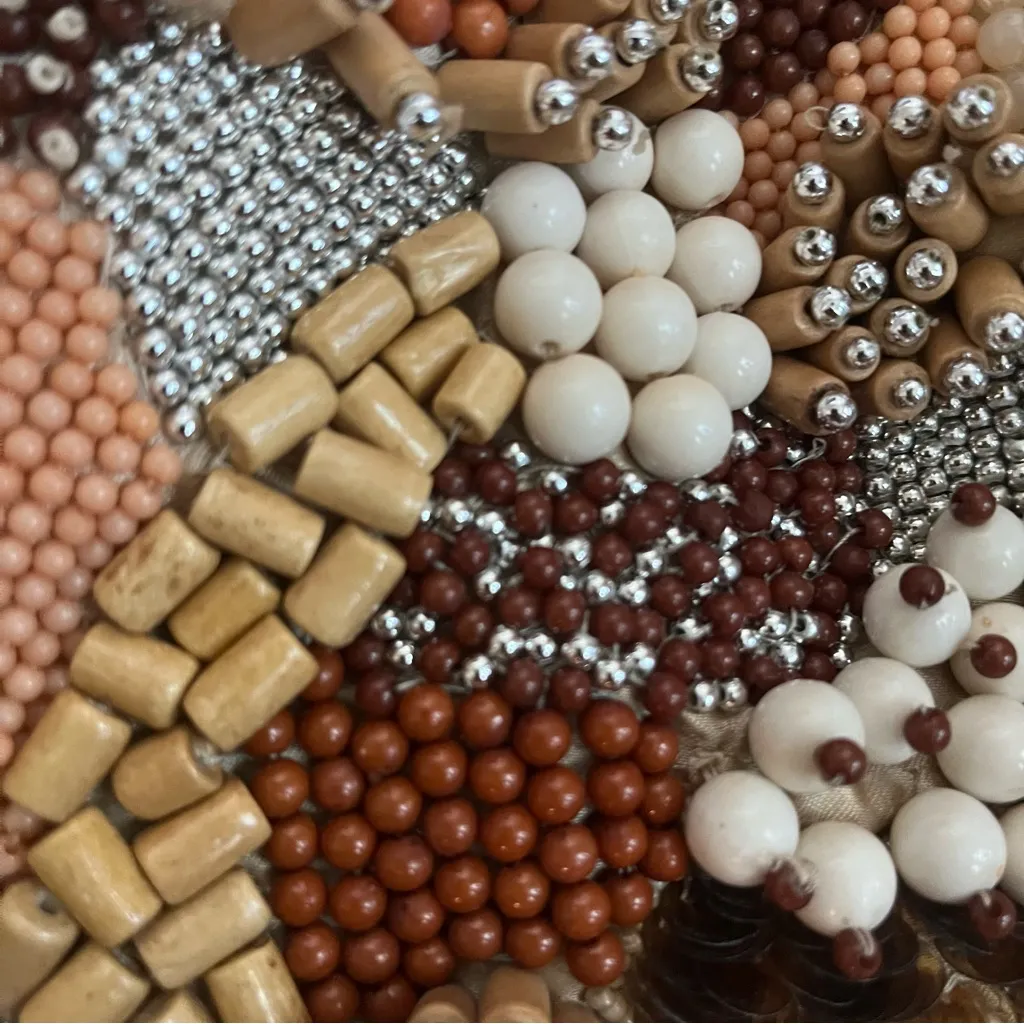 Viral Trendy Brown Neutral Beaded Bag Purse Made in India - Image 4