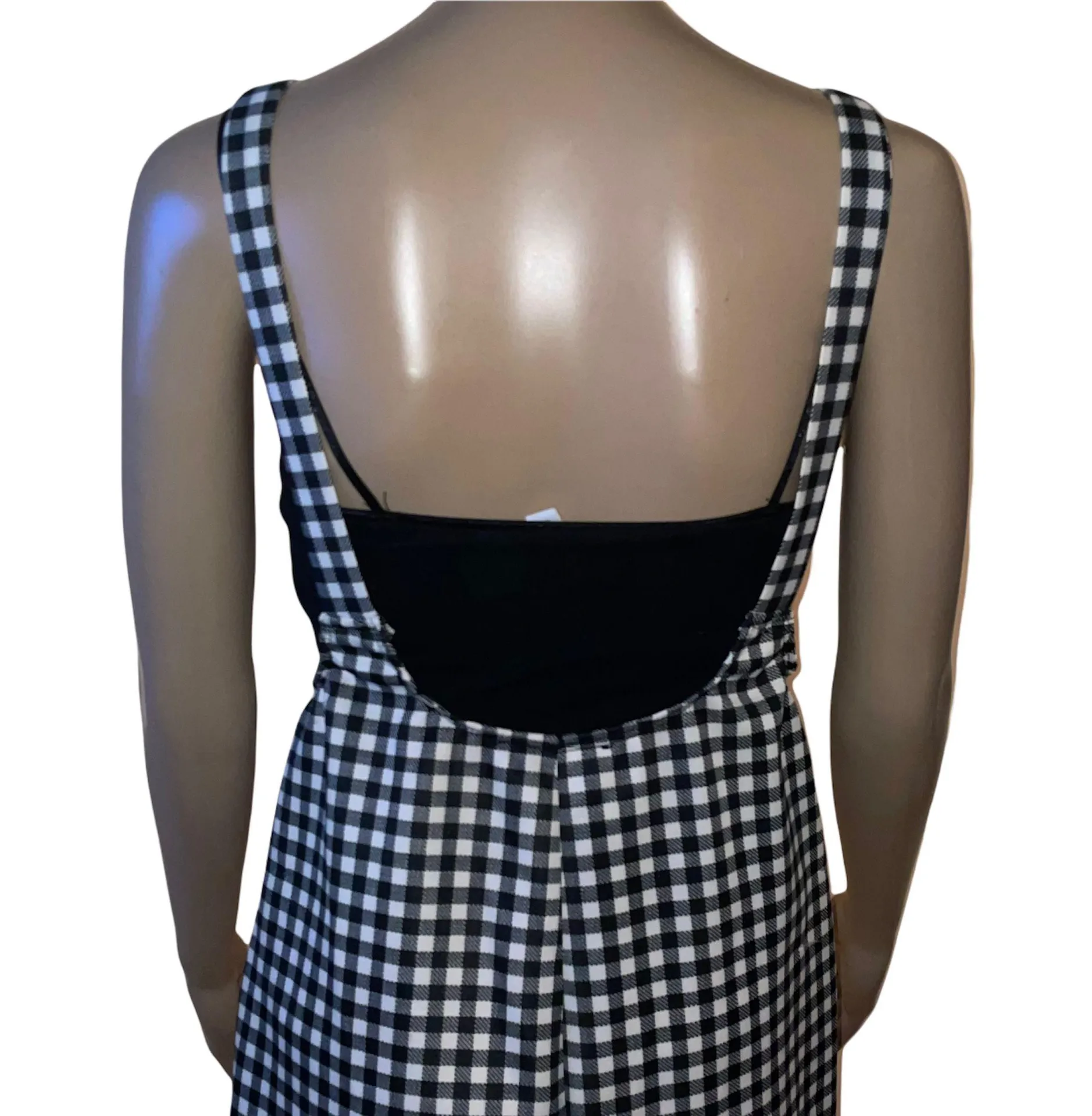 Gingham Check Pinafore Jumpsuit - Image 3