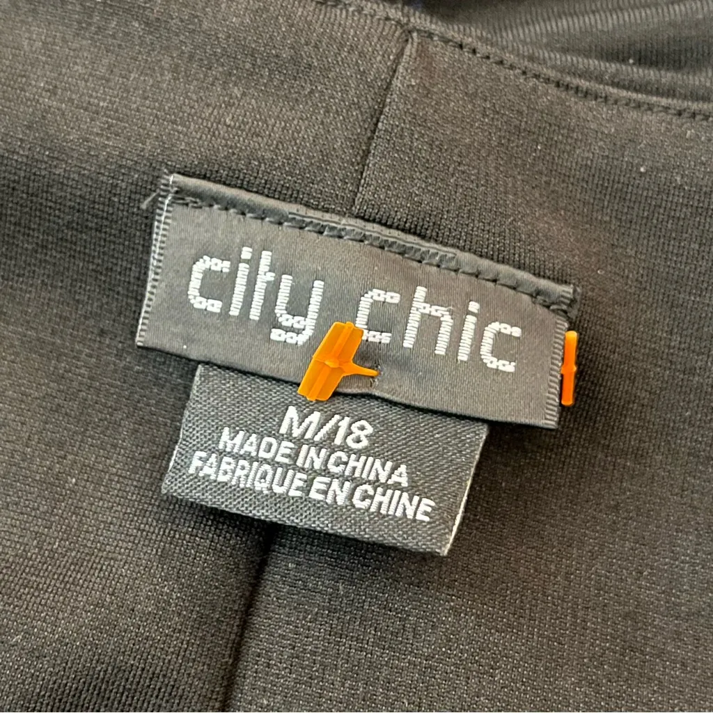 City Chic Draped Bodycon Dress Two-Way Zip Ruched Black M/18 - Image 4