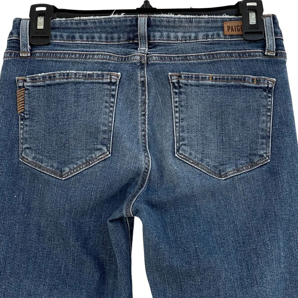 Paige SZ 27 Verdugo Crop Jeans Low-Rise Stretch 5-Pocket Whiskered Zip-Fly Blue - Image 5