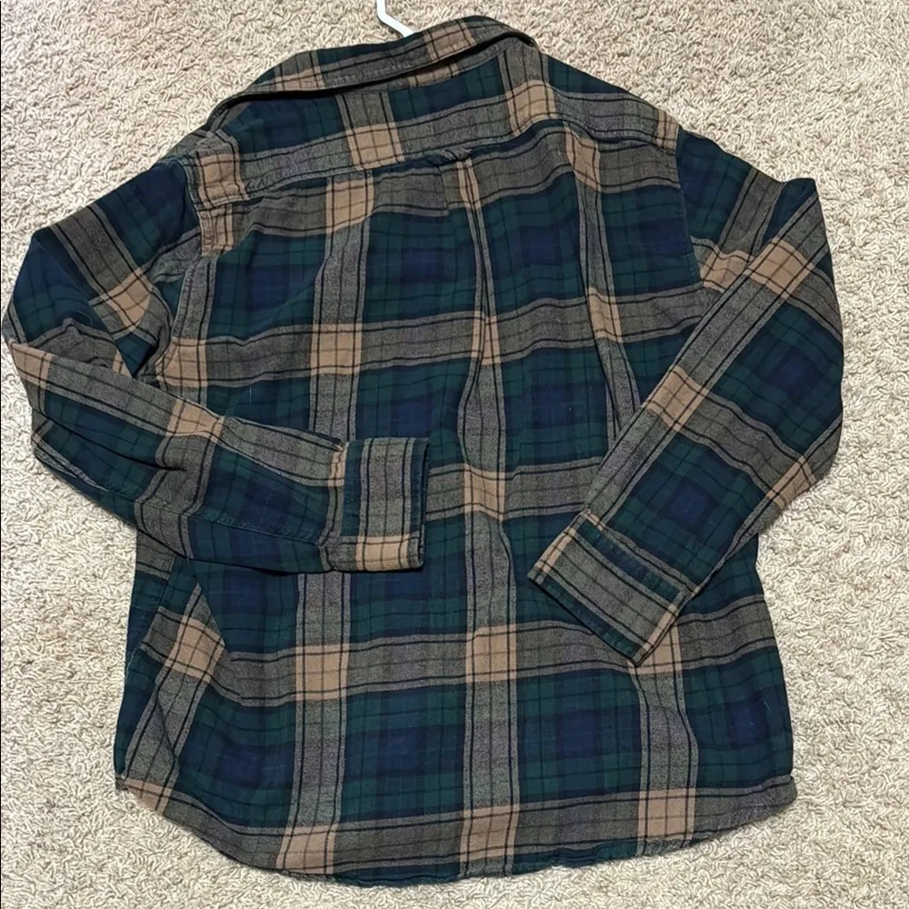 Eddie Bauer Green and Brown Plaid Shirt - Image 5