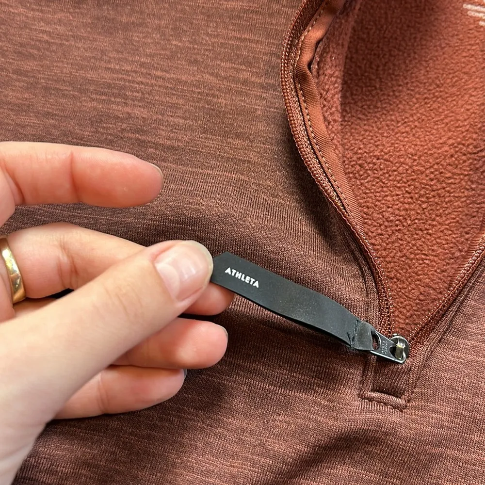 ATHLETA MARLED BURNT ORANGE FLEECE LINED QUARTER ZIP  PULLOVER - Image 4