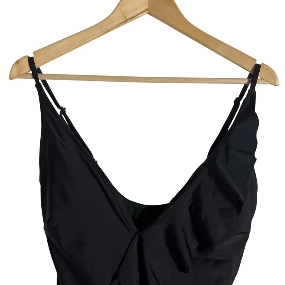 Catherine Malandrino Black One Piece V-Neck Ruffle Front Swimsuit Size Small - Image 5