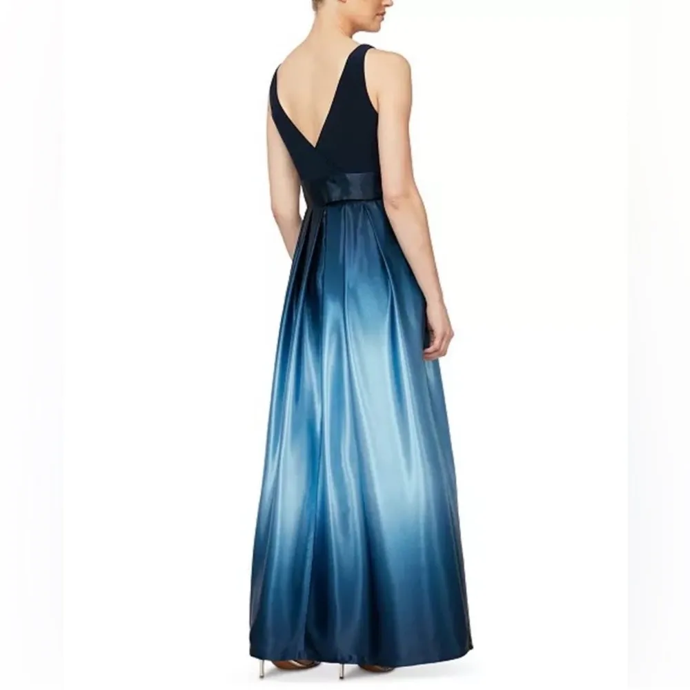 SL Fashions Ombré Satin Bow Sash Gown Navy/Wedgewood Women’s Sz 16 NWT - Image 4