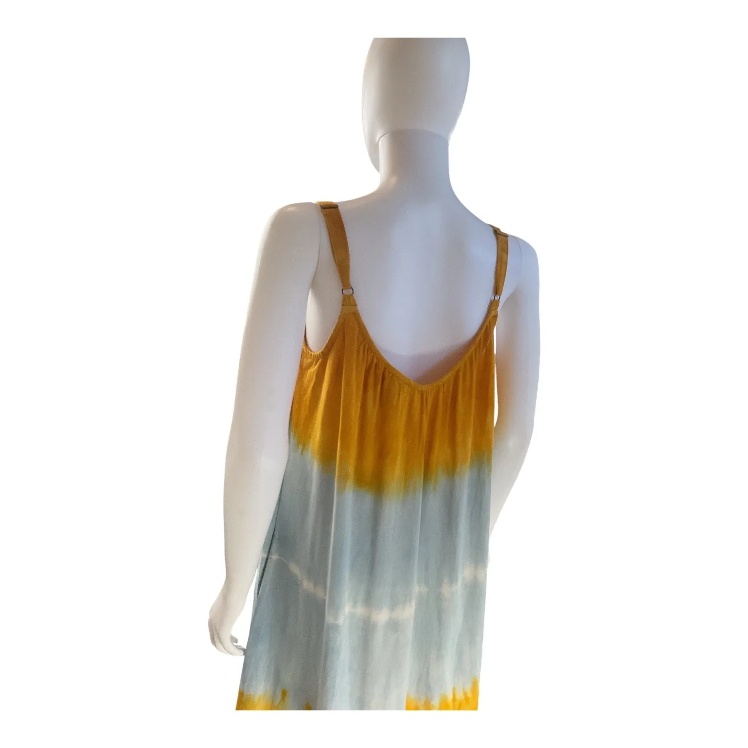 Knox Rose Women's Maxi Dress S Yellow Blue Tie Dye Sleeveless Casual oversized - Image 3