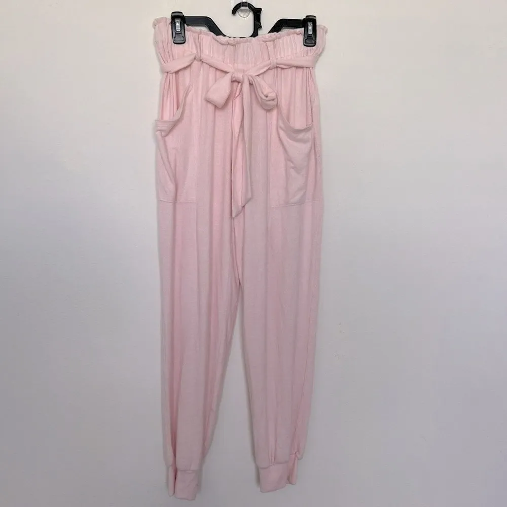 𝅺GIBSONLOOK fleece Joggers paperbag pants pink MEDIUM Cozy Pockets NEW - Image 3
