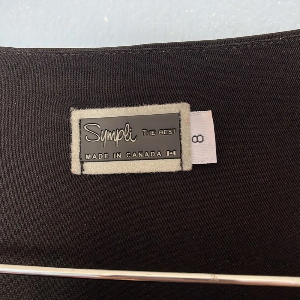 Sympli Quarter Sleeve Draped Scoop Neck Stretchy Lagenlook Tunic Dress Black Size 8 - Image 2