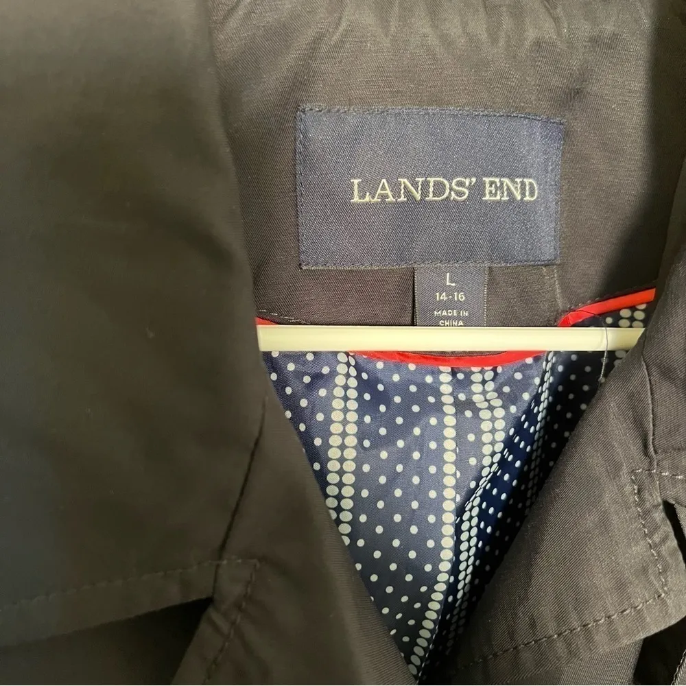 Lands’ End Rain Coat Button Down Black - Image 5
