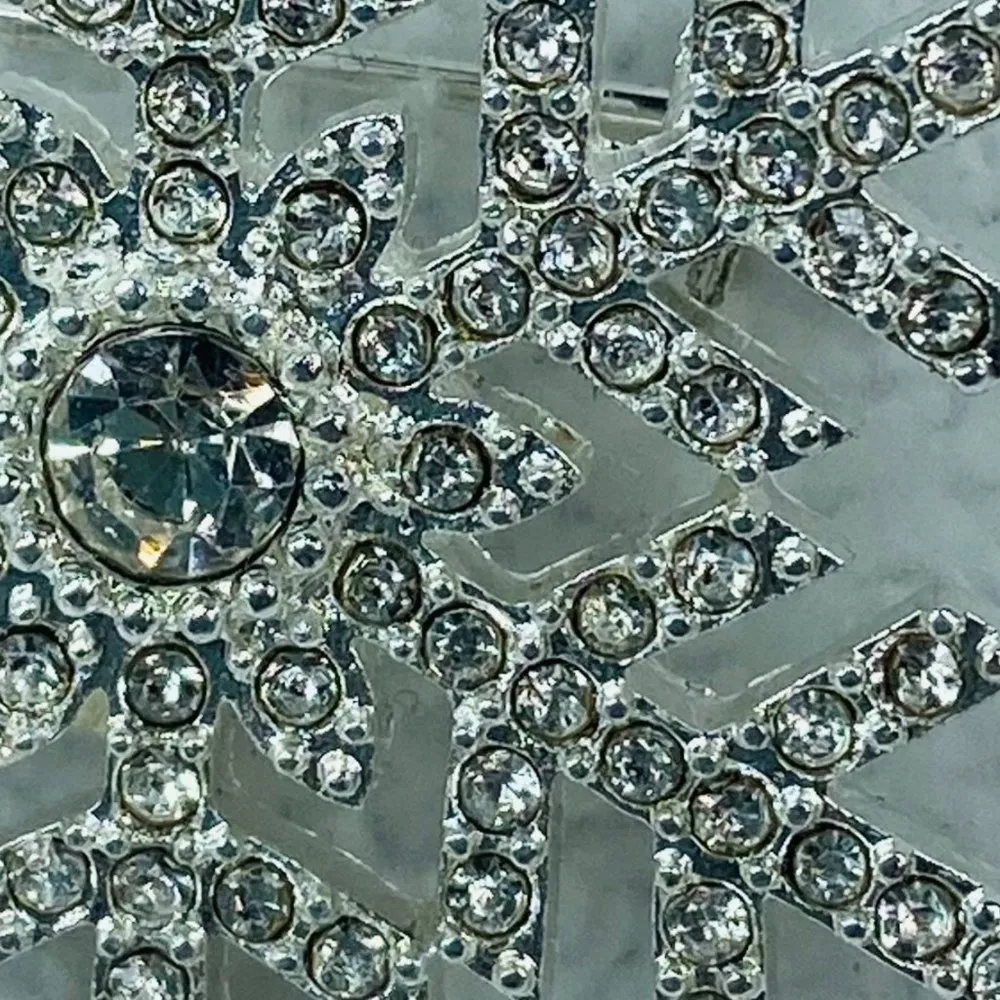 Silver Color Clear Rhinestone Snowflake Jewelry Pin Brooch Winter Christmas Wear - Image 4