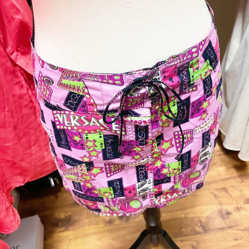 Authentic Versace RARE Vintage Y2K Pink Vegas Star Mini Skirt - Image 12