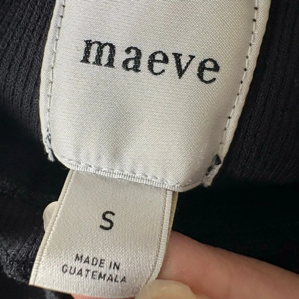 Maeve Doria Ruffle Black Cami Top Ribbed Size S Cropped Sleeveless Retro - Image 6