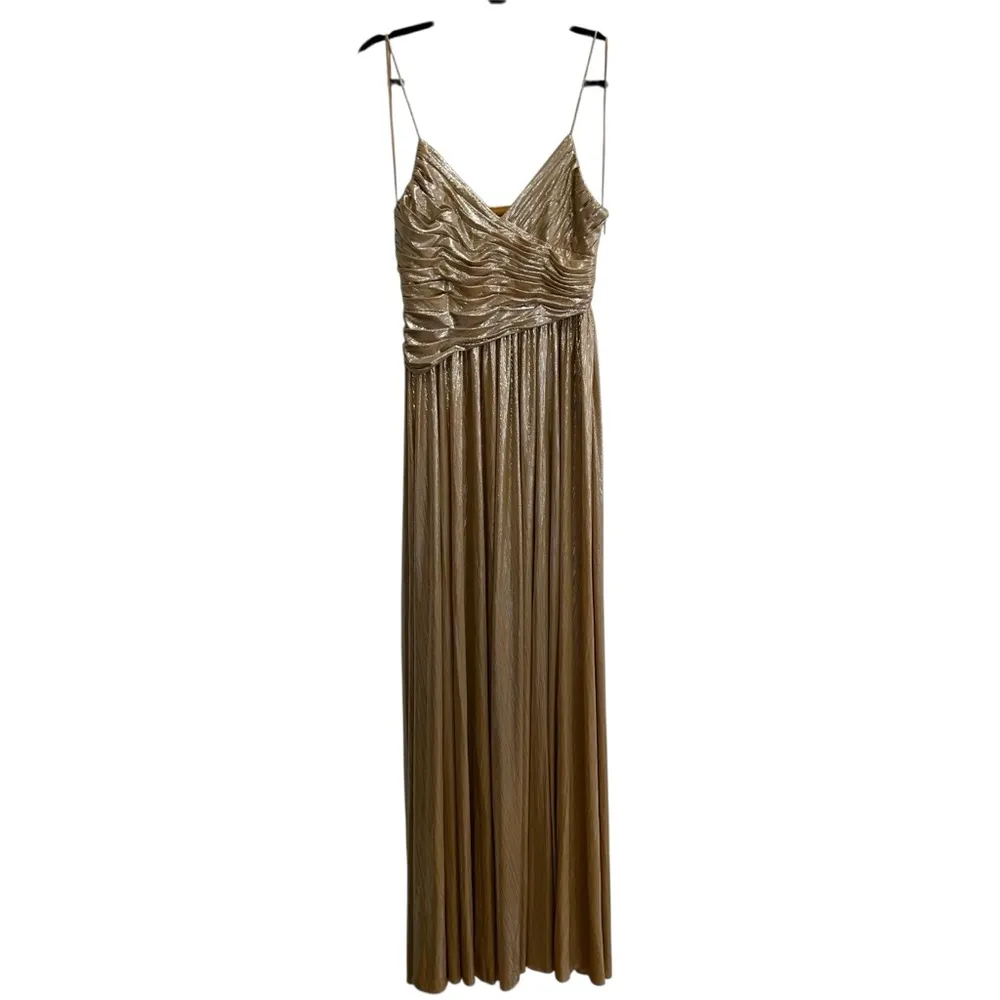 NEW NWT Retrofete Doss Maxi Dress In Metallic Champagne Gold - Image 3